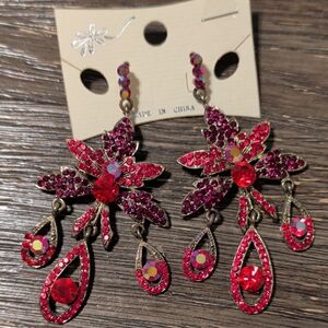Elegant Red Crystal Drop Earrings